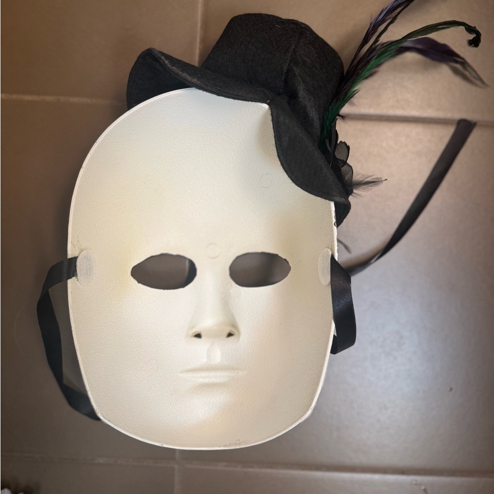 MARDI GRAS Day of the Dead Full Face Mask Top Hat Colorful Tie Back Adult - Picture 8 of 9